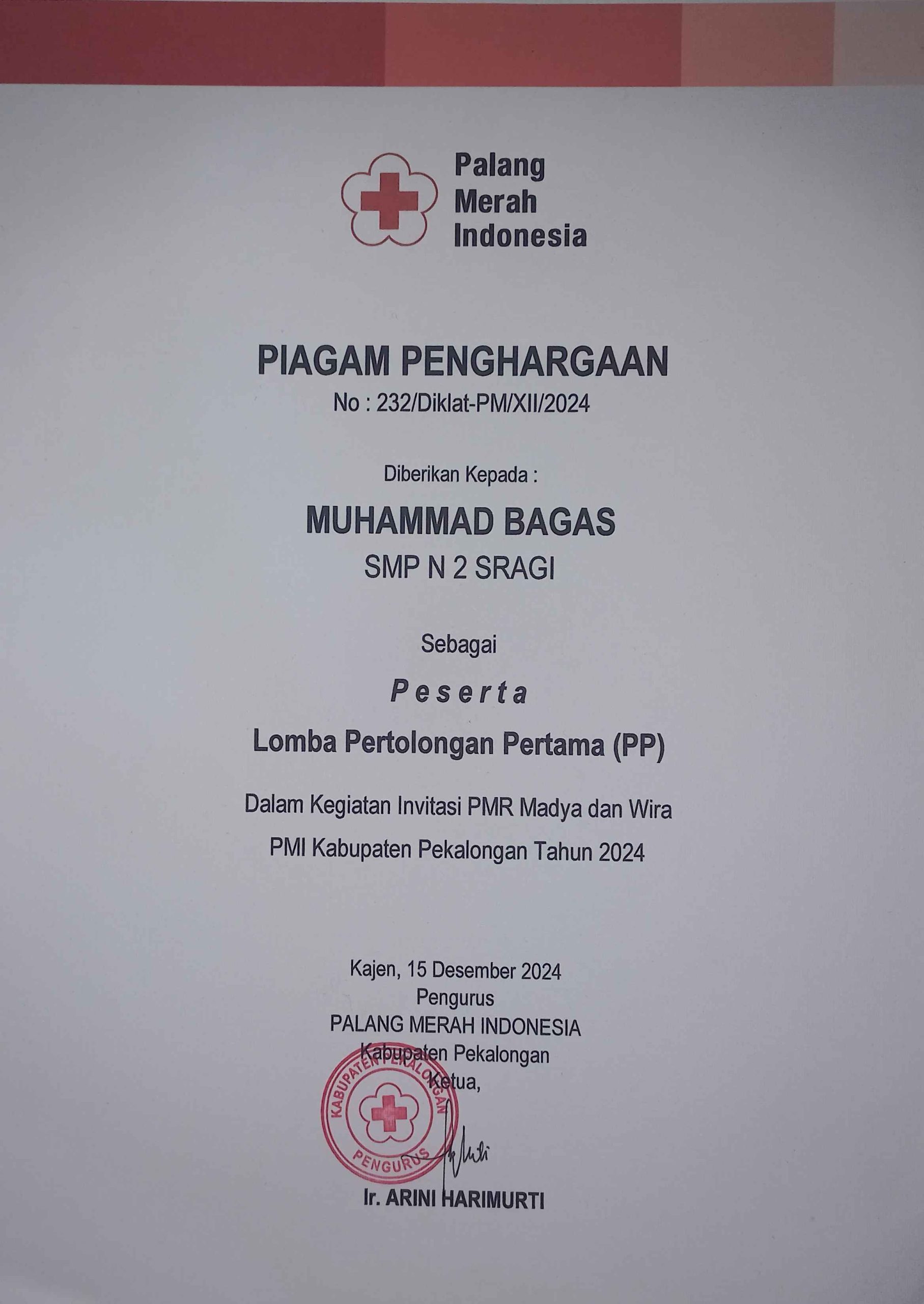 Sertifikat Invitasi PMR Kabupaten